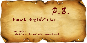 Poszt Boglárka névjegykártya